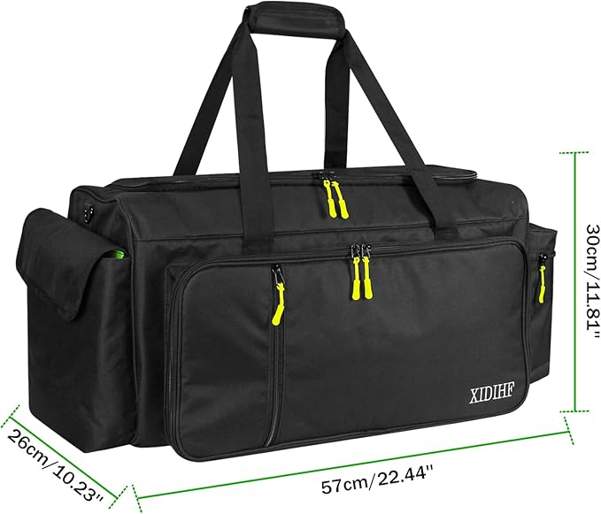 XIDIHF Large DJ Cable Gig Bag with Adjustable Dividers, Portable Travel Case for Cables, Power Cords, Audio Gear & Musician Accessories, Fits Professional DJ Equipment – 22.5" x 10.2" x 11.8"