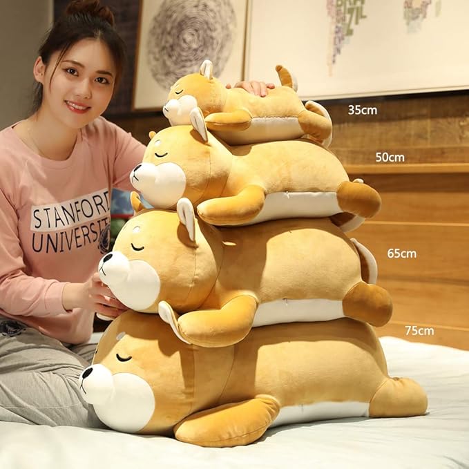 ERDAO Shiba Inu Plush Pillow,Soft Corgi Stuffed Animals Toy Cute Sleeping Puppy Doll Gifts for Kids (Round Eyes, 29.5 inch)