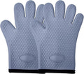 Silicone Oven Mitts Ven Gloves with Fingers Pot Holders and Oven Mitts Heat Resistant Kitchen Baking Cooking Barbecue Accessories 2 Pack Gray