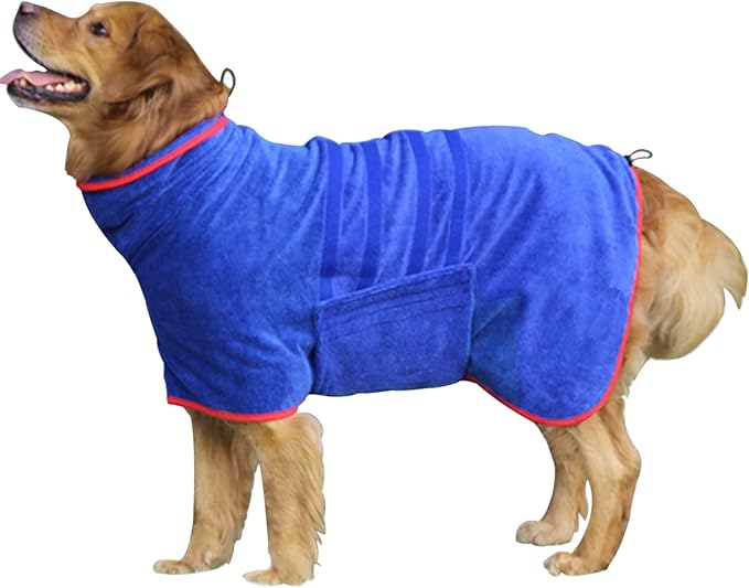 HhiMyOct Dog Drying Coat - Fast Drying Dog Towel Robe - Microfiber Super Absorbent Pet Bathrobe, Adjustable Collar & Belly Strap Fast Drying Coat Pet Dog Cat Bath Robe Towel