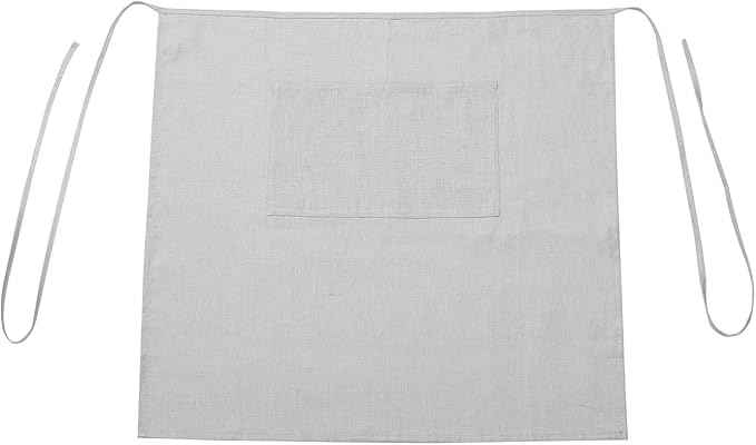100% Linen Bistro Half Apron, Waist Apron With 2 Pockets For Women Men Waitress Server Cooking Kitchen Restaurant