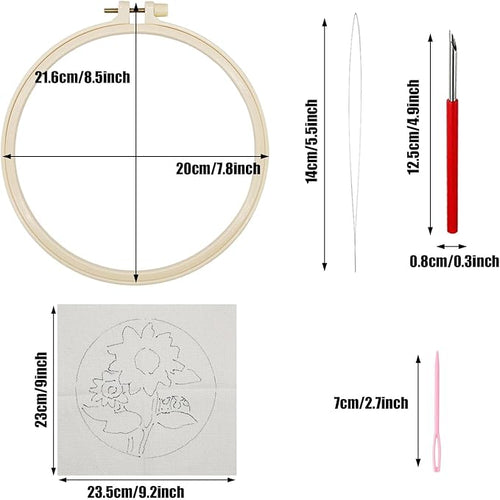 Allazone 3 Set Punch Needle Embroidery Kits, Punch Needle Kits for Adults Beginner with Sunflower Pattern, Instruction, Plastic Hoop, Yarn and Embroidery Handle Needle Pen