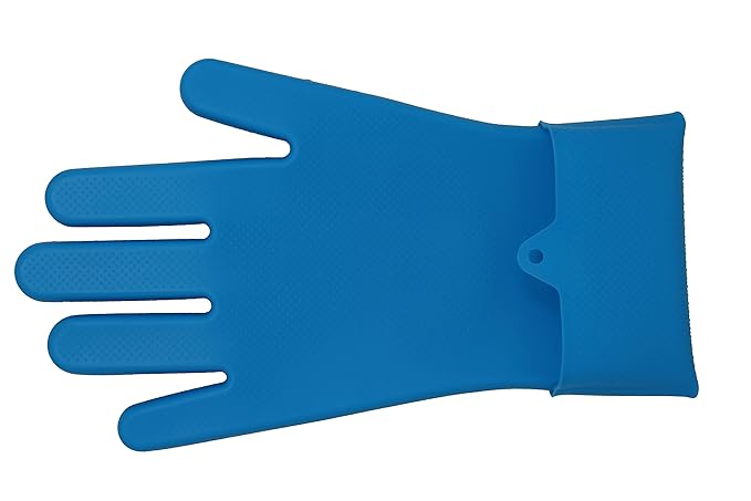 Tesmarks Pet Grooming Gloves - Hair Removal, Massage, and Bathing Shampoo Gloves in Blue