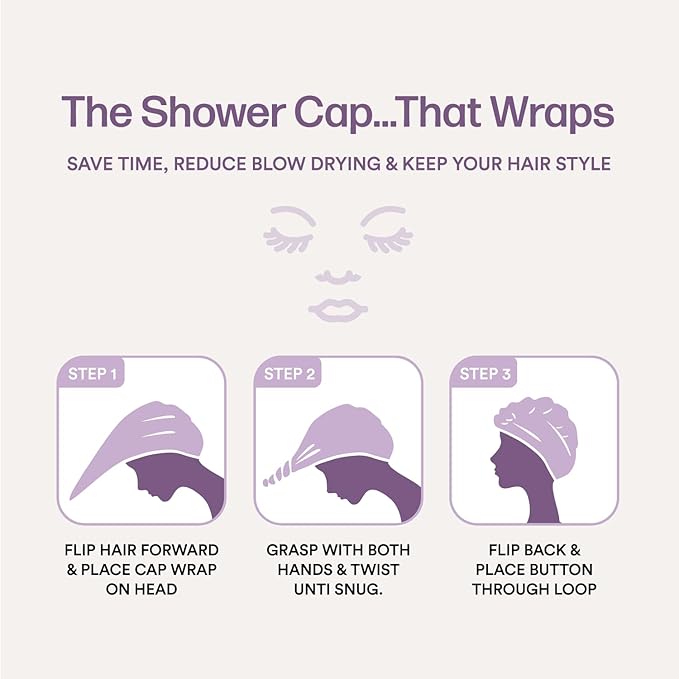 2-in-1 Shower Cap & Hair Towel Wrap for Women - Lightweight Towel Wrap with Elastic Loop for Drying & Conditioning - Ideal for All Hair Types, Comfortable & Easy to Use (Tropical)