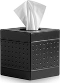 Handmade Metal Tissue Box Cover - 5x5x5.25 Inch - Square Matte Black Tissue Holder – Modern Tissue Cover Box Adds Sleek Style to Bathroom, Bedroom & Office Décor