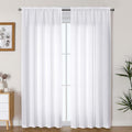 Lecloud Bessie White Curtains 84 Inches Long 2 Panels, Airy Faux Linen Textured Light Filtering Privacy Drapes with Rod Pocket, Soft Home Windows Decor for Living Room Bedroom, Each 50" W x 84" L