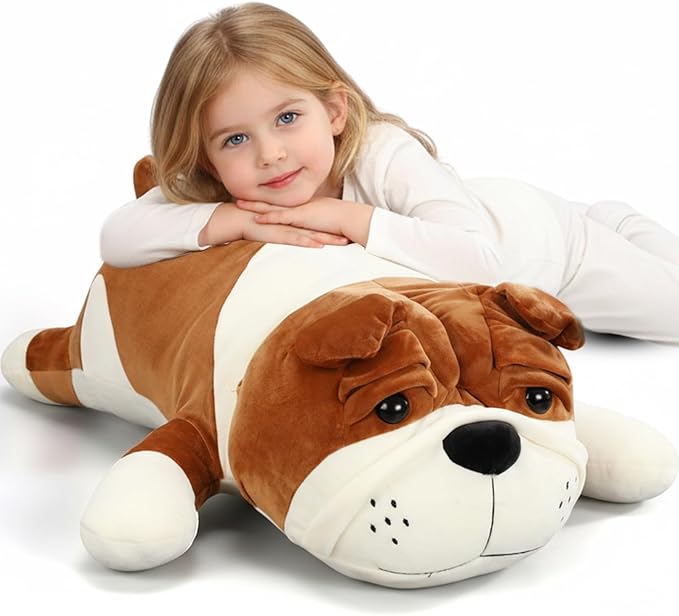 Vertintong 31.5'' Huggable Dog Plush, Cute Stuffed Animal, Soft Adorable Cuddle Companion for Kids Adults Boys and Girls, Plush Pillow Gift for Birthdays & Holidays