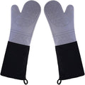Extra Long Professional Silicone Oven Mitts with Quilted Liner, Durable Heat Resistant Oven Gloves, Heat Resistant Oven Gloves,2pcs (Gray, 19.7inch)