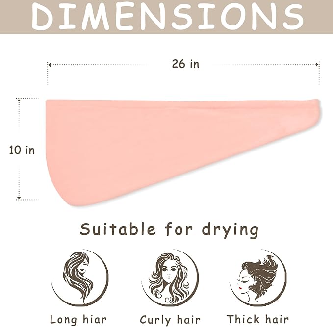 YHPDYL Microfiber Hair Towel Turban 3 Pack | Super Absorbent Quick Drying Hair Wrap for Women with Curly Hair | Anti Frizz Hair Towel Cap for Wet Hair(Red,Pink,White)