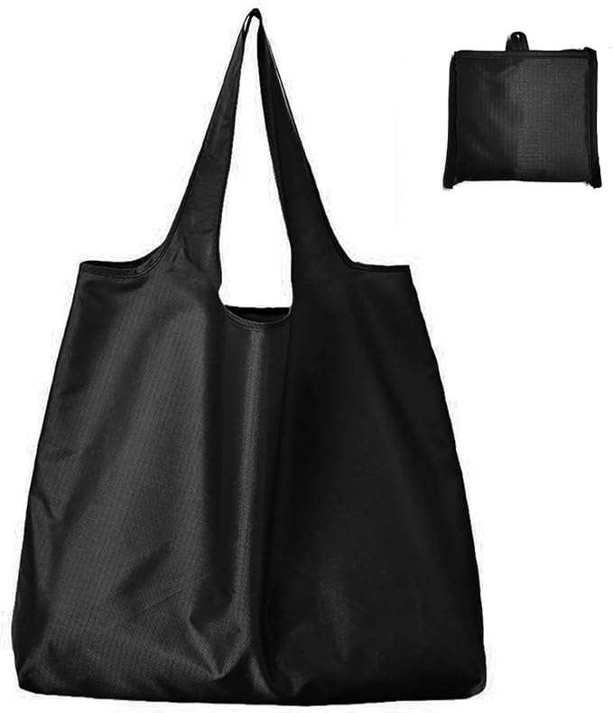 Ksheria Large 50lbs Heavy Duty Reusable Foldable Grocery and Shopping Tote Bags - Washable Polyester Bags in Pocket