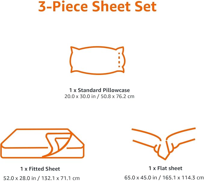 Amazon Basics 3 Piece Bed Sheet Set, 100% Cotton Jersey, Includes Super Soft, Flat and Fitted Sheets, Pillowcase, Toddler, Dark Gray, Solid