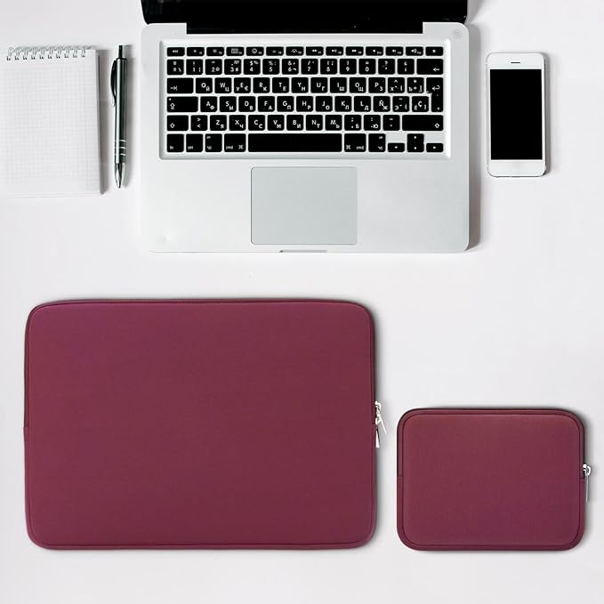 RAINYEAR 16 Inch Laptop Sleeve Protective Soft Case with Accessories Pouch, Specially Compatible with 16" MacBook Pro M1 M2 M3 M4 Pro/Max A2141 A2485 A2780 A2991 A3403 A3186 (Red, Upgraded Version)