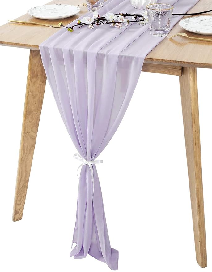 Barcelonetta | Chiffon Fabric | Decoration, Drapery Fabric | Wedding, Gender Reveal, Baby Shower, Birthday | for Arbor, Arch, Canopy, Table and Chair Decoration (Lilac, 10 Yards)