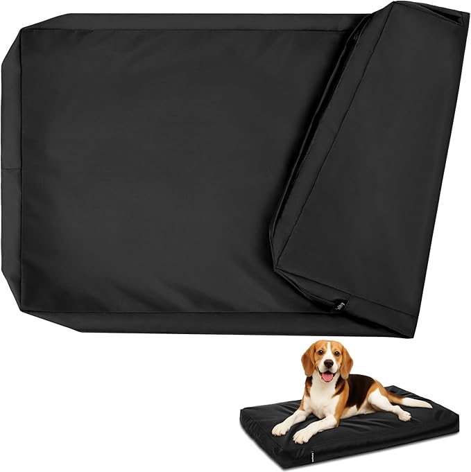 Waterproof Dog Bed Cover Replacement Washable, Easy to Clean, Pet Hair Resistant, Heavy Duty Oxford, Zipper Closure, Indoor/Outdoor Use, Fits 36 Inch Dog Crate - Large - 35"x 22"x 3.5" - Black