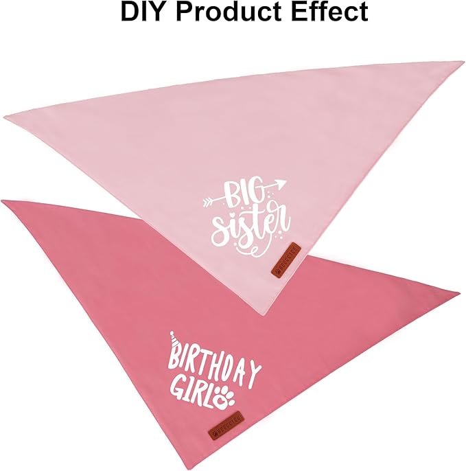 ADOGGYGO 2 Pack Pink Dog Bandanas, Soft Cotton Solid Color Pet Triangle Scarf, Adjustable DIY Pink Girl Birthday Bandanas for Medium Large Dogs (Large)