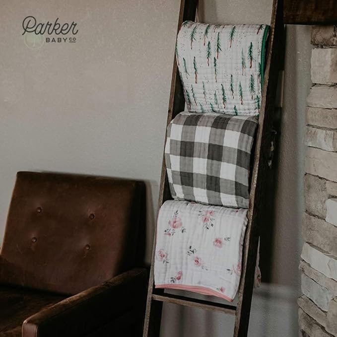 Parker Baby Muslin Blanket | 100% Soft Cotton Toddler Quilt & Baby Muslin Swaddle | Gender Neutral Design 47" x 47" Blanket