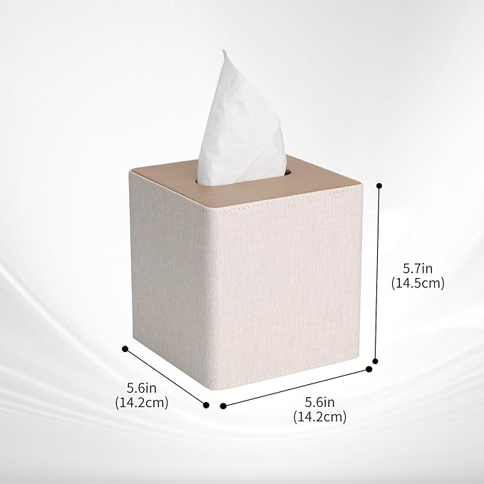 MOCHTERO Modern Square Tissue Box Cover, Decorative Bathroom Facial Tissue Holder,for Living Room, Car, Bedroom, Office,etc. Beige