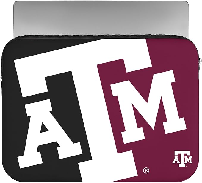 FOCO NCAA Official 15" Inch Colorblock Primary Logo Zipper Laptop Computer Sleeve Case Bag (Texas A&M Aggies)