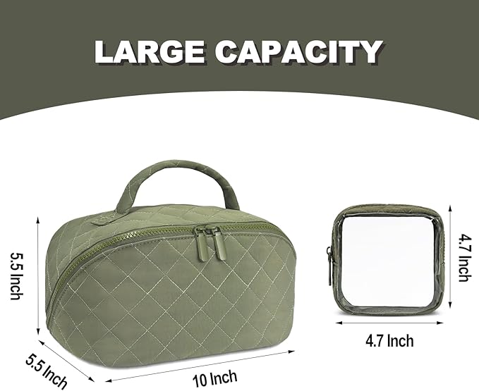 SXS LACONIC Makeup Bag,Quilted Puffer Cosmetic Bags,Travel Toiletry Bag for Women,Large Capacity Waterproof Make up Bag Set