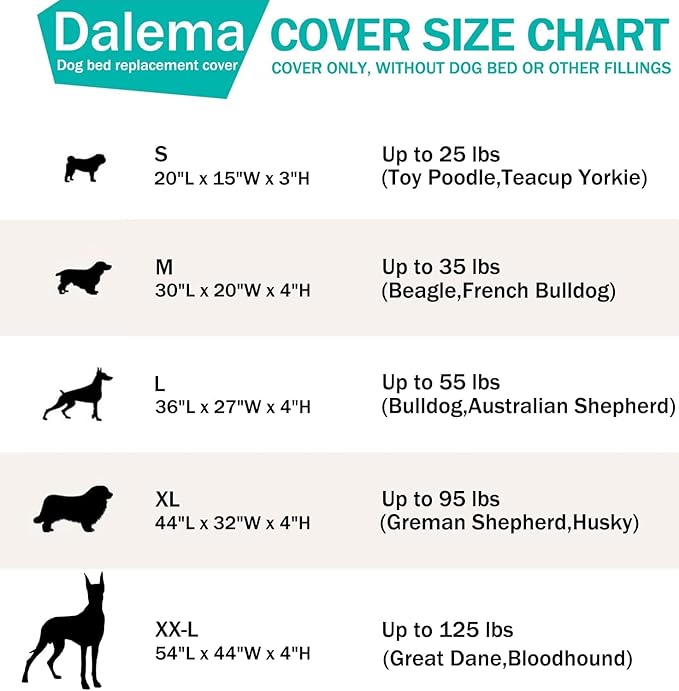 Dalema Dog Bed Cover,Waterproof Tough Plastic DIY Pet Bed Cover,Non Stick Hair Easy to Clean Rectangular Fillable Dog Bed Covers with Zipper(Dark Grey,30" L x 20" W x 4" Th,Cover Only)