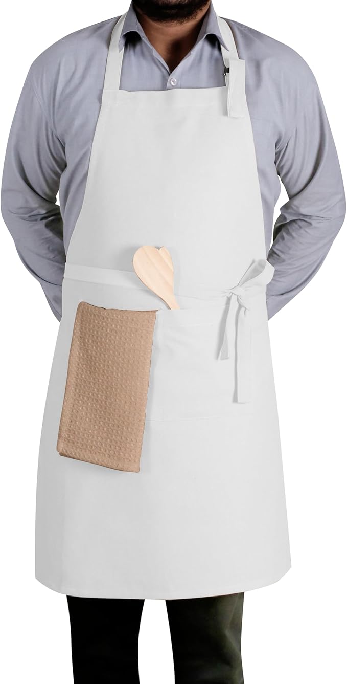 Native Fab Kitchen Apron 2 Pack - 100% Cotton Adjustable, Durable Apron with Pockets, Perfect for Cooking, Baking, Grilling