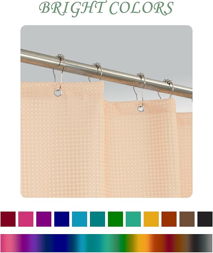 ggaimwf 60x72 Inch Solid Color Shower Curtain for Bathroom Waffle Bath Water Resistant Fabric Curtains Peach Modern Thick Shower Stall Curtain with Metal Hooks