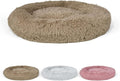 BOWHAUS 24/30 Inch Calming Donut Pet Bed for Small/Medium Cats and Dogs, Anti-Slip Bottom, Washable, Anti-Anxiety Fluffy Round Cat Bed, Indoor Shaggy Cuddler Cotton Candy Brown, Light Gray, Pink Bed