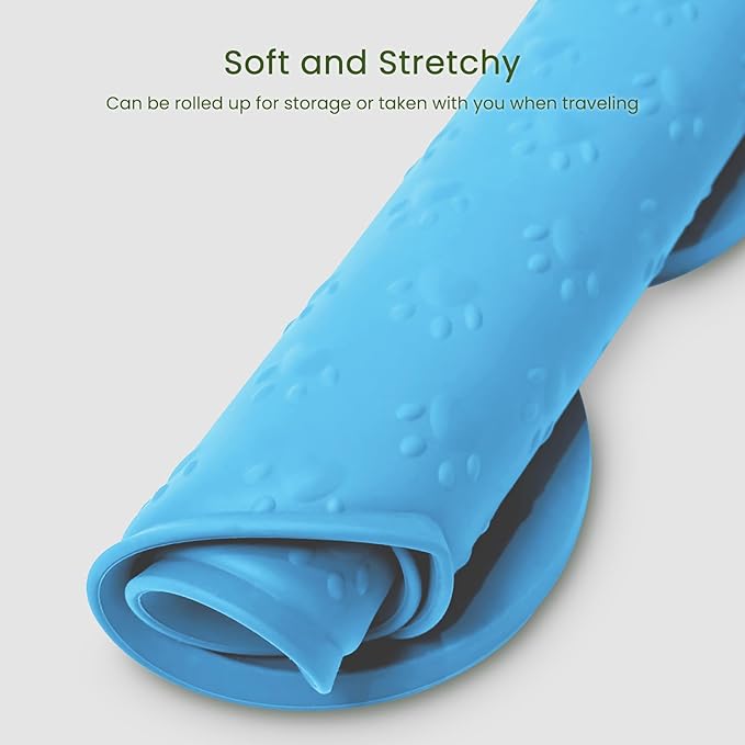 PWTAA Dog Food Mat Anti-Slip Silicone Dog Bowl Mat Thicker Pet Placemat Waterproof Cat Feeder Pad with Raised Edge Puppy Kitten Feeding Mats Suitable Small Medium-Sized Dogs Cats Eating Tray