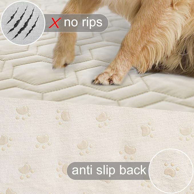 Tcksstex Waterproof and Anti-Slip Dog Bed Cover and Pet Blanket Sofa Pet Bed Mat ，car Incontinence Mattress Protectors Furniture Couch Cover for Most Cats Dogs, Pets（82x102-Ivory）