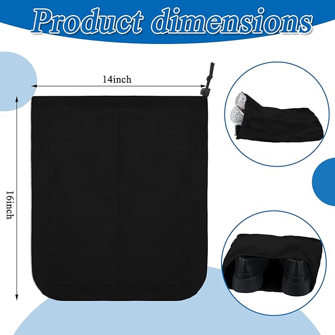 Bulyoou 4 Pcs Travel Shoe Bags Spandex Shoes Pouch with Interior Divider and Drawstring for Women Men Luggage Packing (Black)
