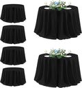 sancua Black Round Tablecloth 132 Inch Diameter, 6 Pack - Circle Polyester Fabric Table Cloth for Wedding Party Reception Banquet Birthday, Washable Formal Table Cover (Fit 54-96 Inch Tables)