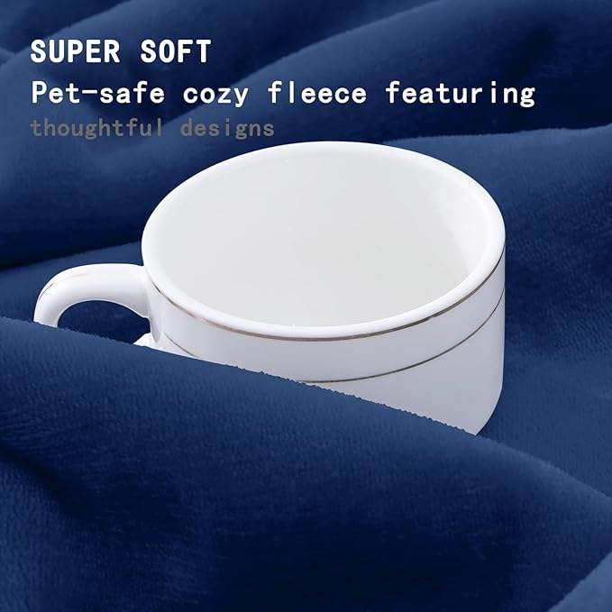 Smiry Waterproof Dog Bed Blanket, Leakproof Pet Throw Blanket for Bed Couch Sofa, Reversible Sherpa Fleece Furniture Protector Cover for Small Medium Large Dogs Cats (Navy Blue, 40x57 inches)