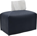Livelab Tissue Box Cover, Rectangular Modern Decorative PU Leather Tissue Box Case Organizer Holder for Vanity Countertop, Night Stands, Livingroom, Office Desk & Car 9.5X5X5'' | Navy Blue