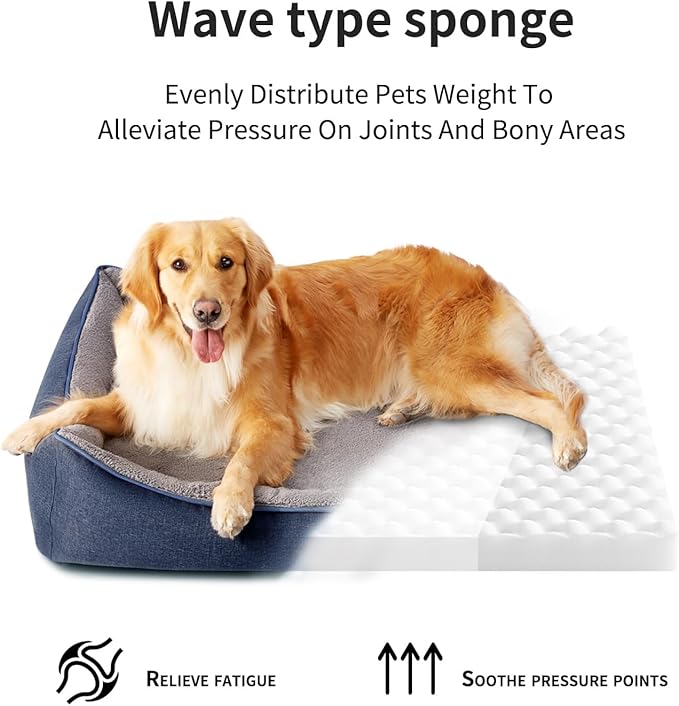 Tidore Orthopedic Dog Bed Medium Size Dog, Durable Egg Crate Foam Sofa Dog Bed wit Washable Removable Cover, Waterproof Lining, Pet Beds for Medium Dogs, Navy