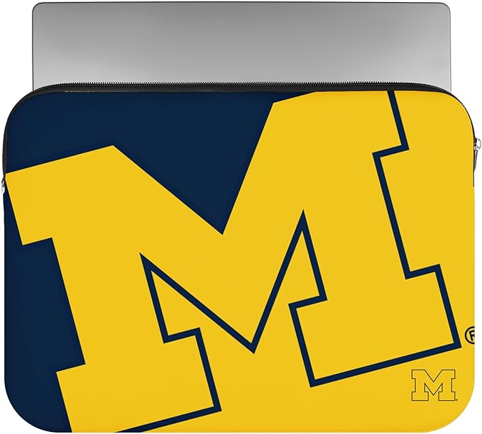 FOCO NCAA Official 15" Inch Colorblock Primary Logo Zipper Laptop Computer Sleeve Case Bag (Michigan Wolverines)