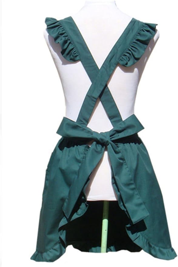 Hyzrz Cute Lovely Cotton Retro Kitchen Cooking Aprons for Women Girls Vintage Baking Apron with Pockets for Mother Gift
