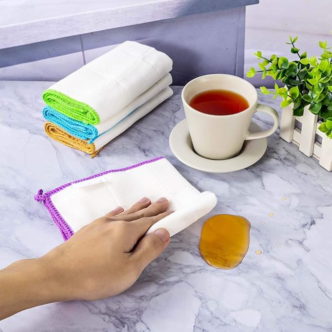 TSKECN 10-Piece Kitchen Dish Cloths Set, Reusable and Highly Absorbent Dishcloth Towels for Kitchens, Bathrooms and Cleaning Counters.
