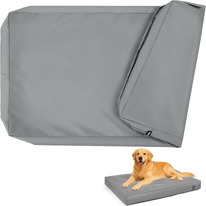 Waterproof Dog Bed Cover Replacement Washable, Easy to Clean, Pet Hair Resistant, Heavy Duty Oxford, Zipper Closure, Indoor/Outdoor Use, Fits 48 Inch Dog Crate - Extra Large XL - 47"x 29"x 4" - Grey