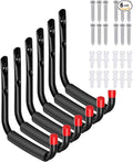 CRXCRC 6 Pack Garage Hooks Heavy Duty, Utility Steel Hooks with EVA Foam Padding, 5.51inch Wall Mount J Organizer Hanger for Hanging Bikes Kayak Garden Tool Hose Bike Shelf