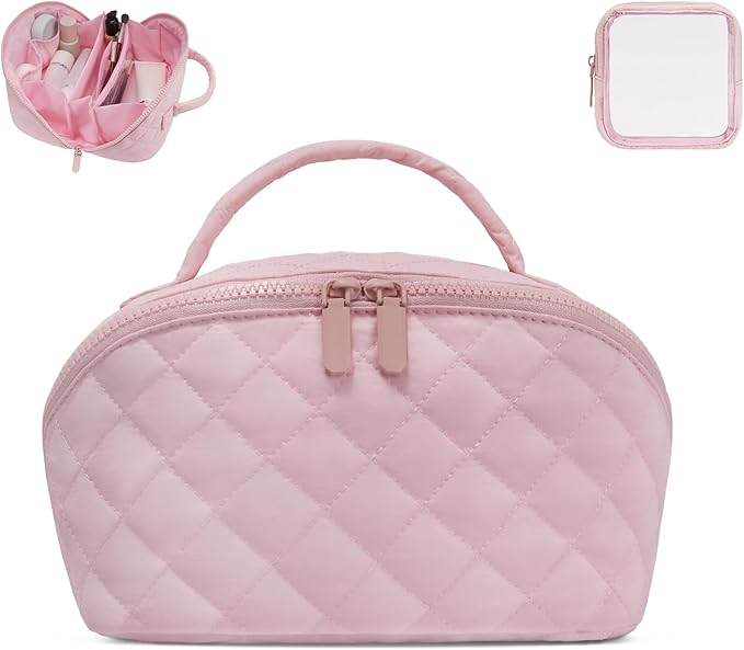 SXS LACONIC Makeup Bag,Quilted Puffer Cosmetic Bags,Travel Toiletry Bag for Women,Large Capacity Waterproof Make up Bag Set