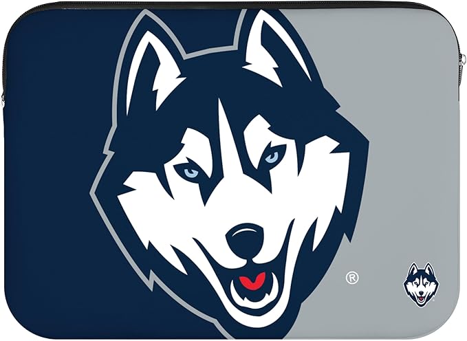 FOCO NCAA Official 15" Inch Colorblock Primary Logo Zipper Laptop Computer Sleeve Case Bag (UConn Huskies)