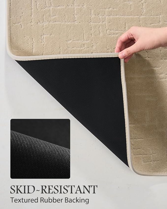AMOAMI-Bath Mat-Absorbent Quick Dry Bathroom Floor Mats-Washable Rubber Backing Bath Mats for Bathroom Rugs Fit Under Door-Bath Rug for in Front of Sink Bathtub Shower Room, Camel 17''x24''
