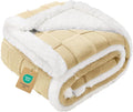 Luciphia Waterproof Dog Blanket for Small Dogs Washable Soft Sherpa Fleece Cat Blankets with 3D Jacquard Cozy Calming Reversible Couch Protector Furniture Protection for Pet, Beige White, 40x28 inch