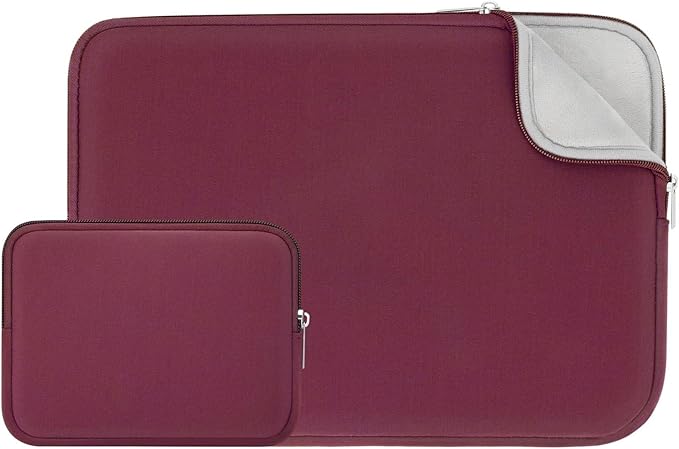 RAINYEAR 14 Inch Laptop Sleeve Case Protective Soft Padded Zipper Cover Carrying Computer Bag with Accessories Pouch, Compatible with 14" Notebook Tablet Chromebook (Red, Upgraded Version)