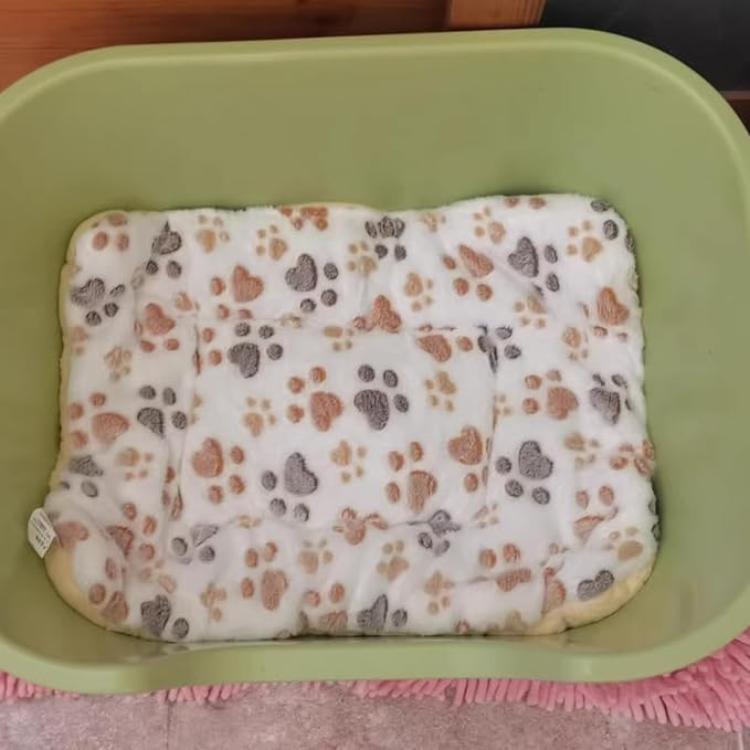 Self Warming Cat Bed, Heated Pet Pad for Indoor Cats & Small Dogs, Energy-Free Thermal Plush Mat with Paw Print Design, Orthopedic Soft Warm Bed for Kittens, Senior Pets - Gray (27.17" x 18.9")