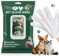 QingYa 10-Pack Pet Cleaning Glove Wipes with Lid | Extra Thick Dog & Cat Grooming Gloves | Rinse-Free Bath Wipes with Coconut, Aloe, Corn & Jojoba for Odor Control & Daily Care