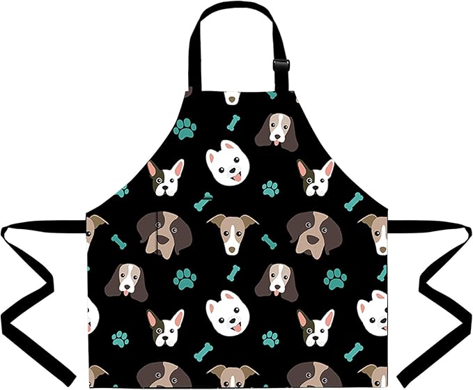 Sylfairy Aprons for Kids Girls Rainbow Unicorn Apron Children Kitchen Chef Aprons Smock (Black+Dog, Small,3-5Years)