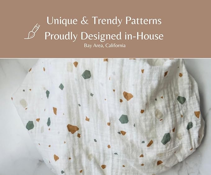 Leyl&Ari Muslin Swaddle Baby Blanket | 100% Organic Cotton Recieving Wrap (Terrazo)