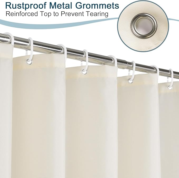 AooHome 36 x 72 Inch Stall Half Size Shower Curtain, Fabric Solid Color Bathroom Curtain for Hotel, Weighted Hem, Waterproof, Beige