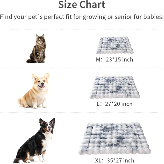 SOMAHE Cat Bed Ultra Soft Plush Machine Washable Pet Mat with Non-Slip Rubber Bottom for Indoor Cats & Dogs Faux Fur Cushion Pad for Floor Couch Carrier for Kittens & Puppies 23 x 15 Inch Medium Blue